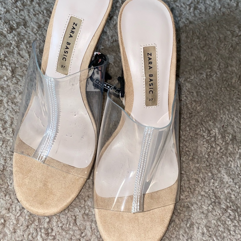Zara Basic- clear high heeled mules